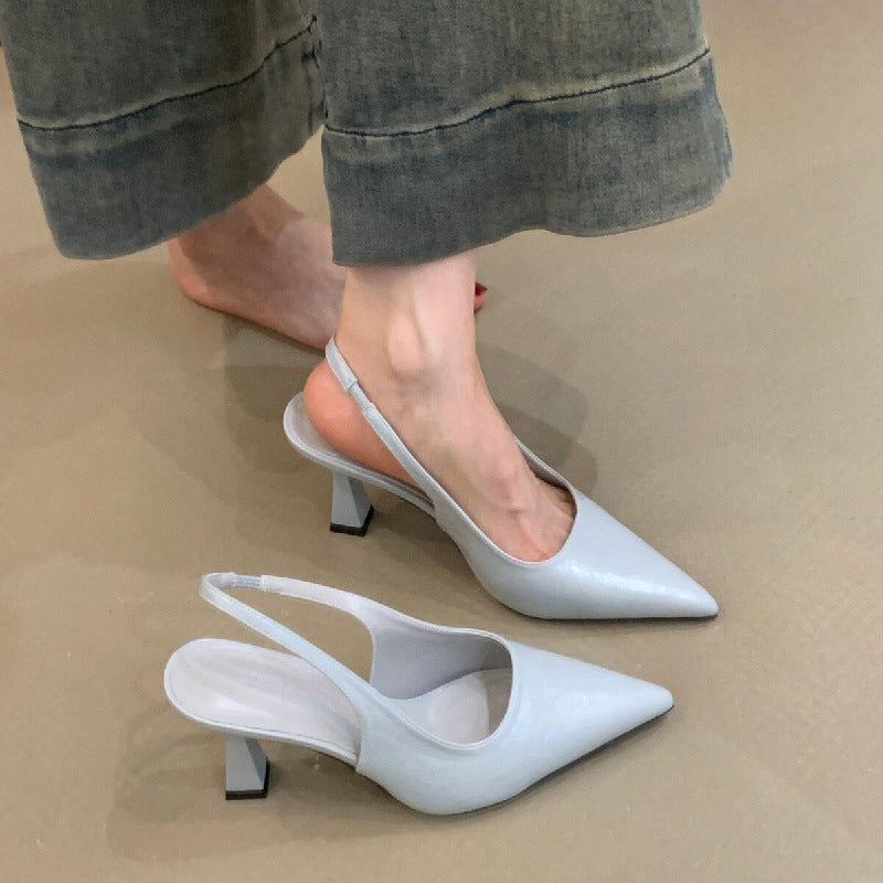 Pointed-Toe Open-Back Mules, styled view 5