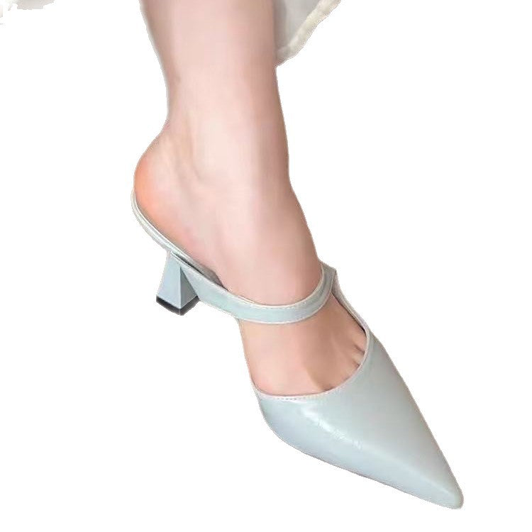 Pointed-Toe Open-Back Mules, styled view 6