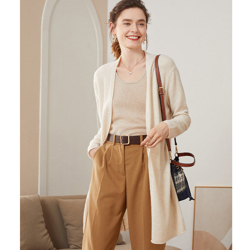 Ribbed knit mid-length cardigan, view 5