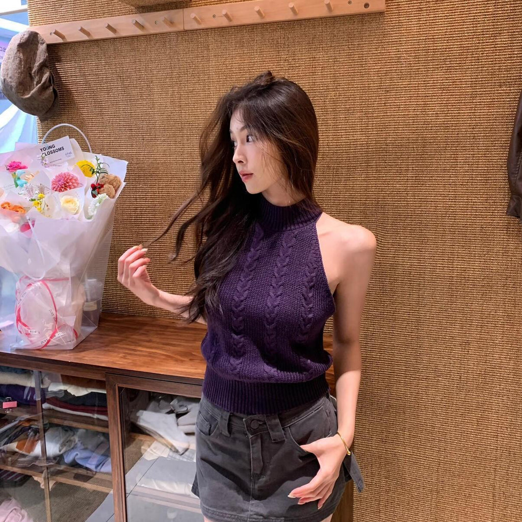 Sleeveless knit sweater vest, view 5