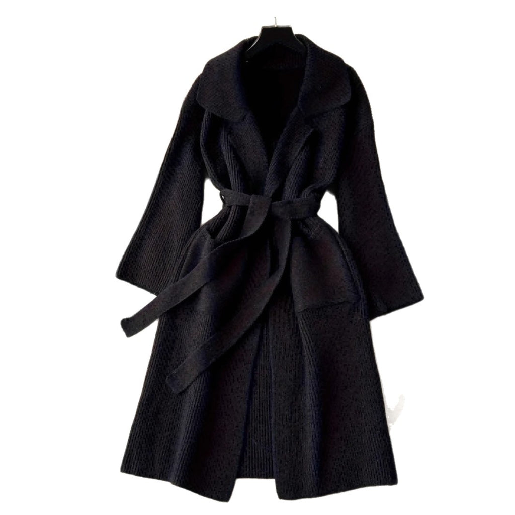 Knit Long Wrap Cardigan Coat, styled view 3