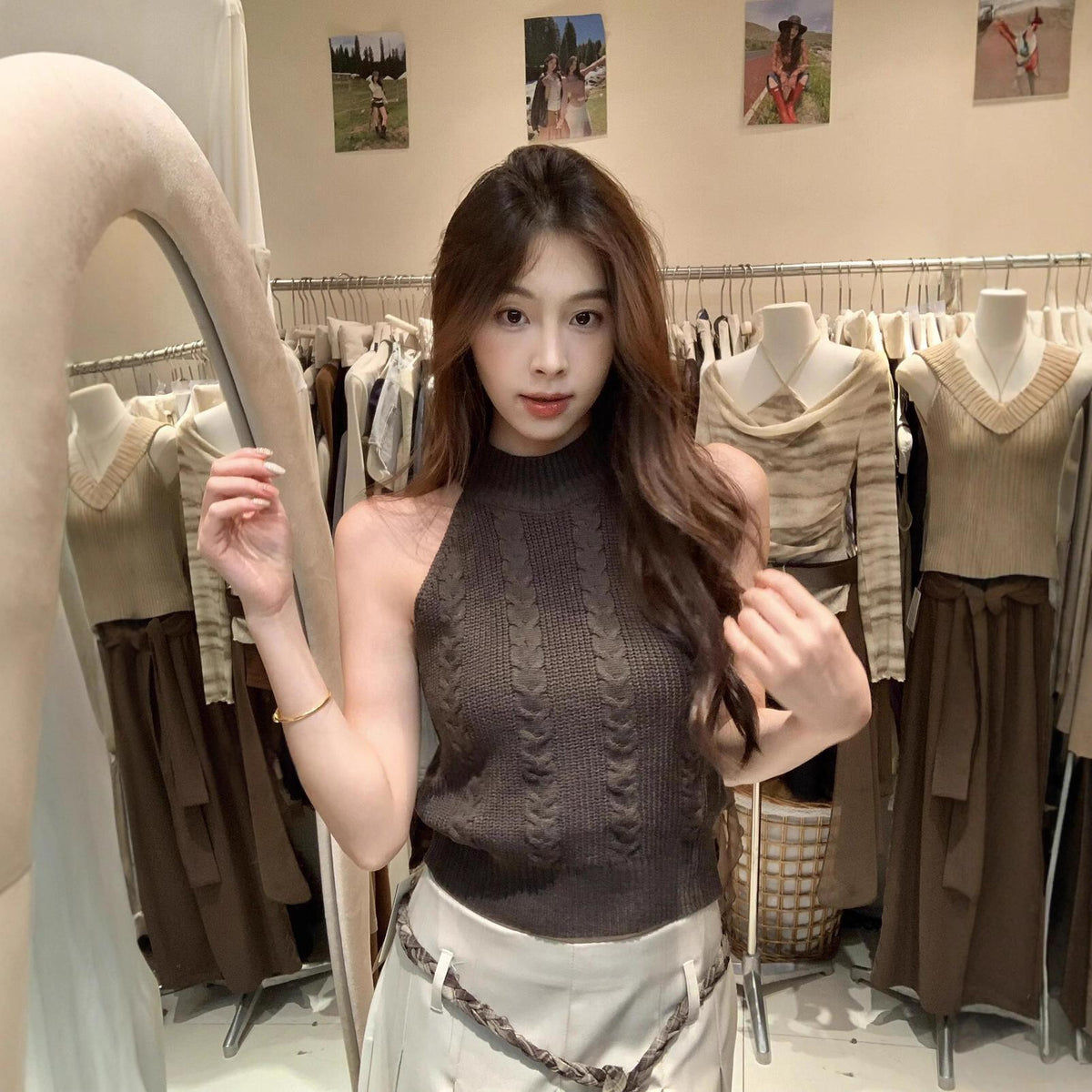 Sleeveless knit sweater vest, view 2