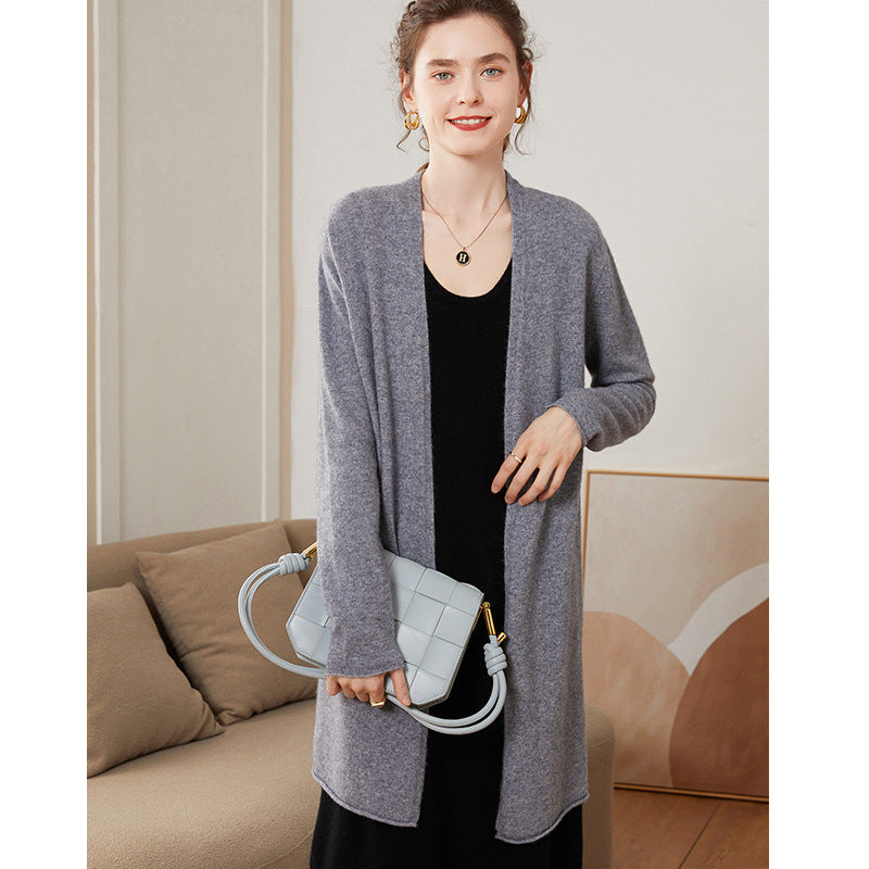 Ribbed knit mid-length cardigan, view 3