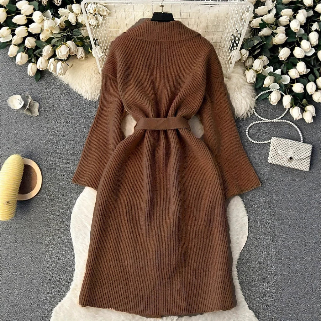 Knit Long Wrap Cardigan Coat, styled view 2