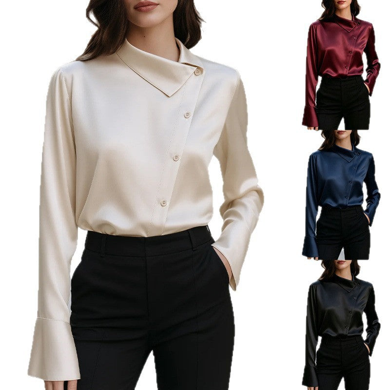 Satin Long-Sleeve Blouse, styled view 2