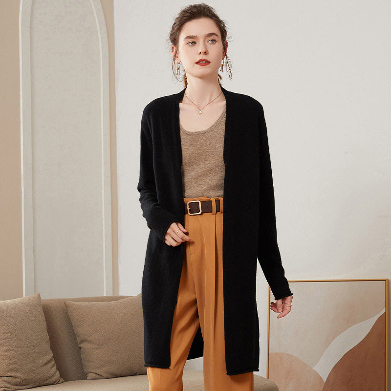 Ribbed knit mid-length cardigan, view 8