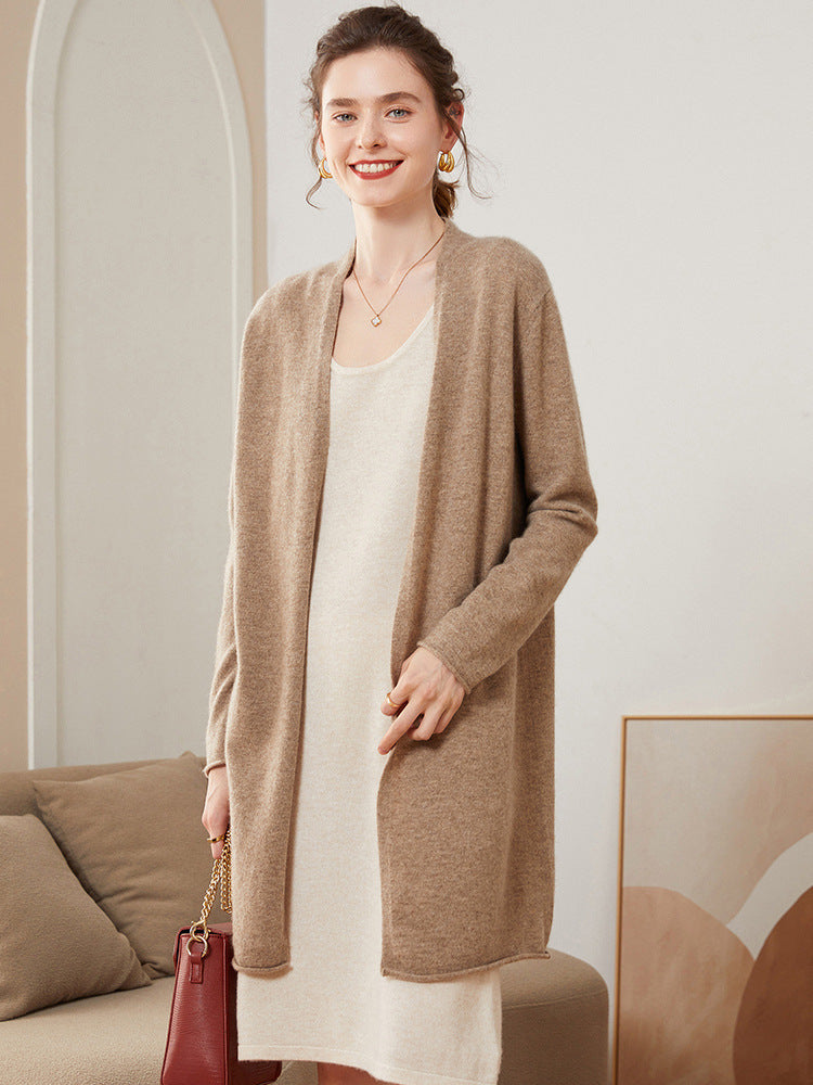 Ribbed knit mid-length cardigan, view 6