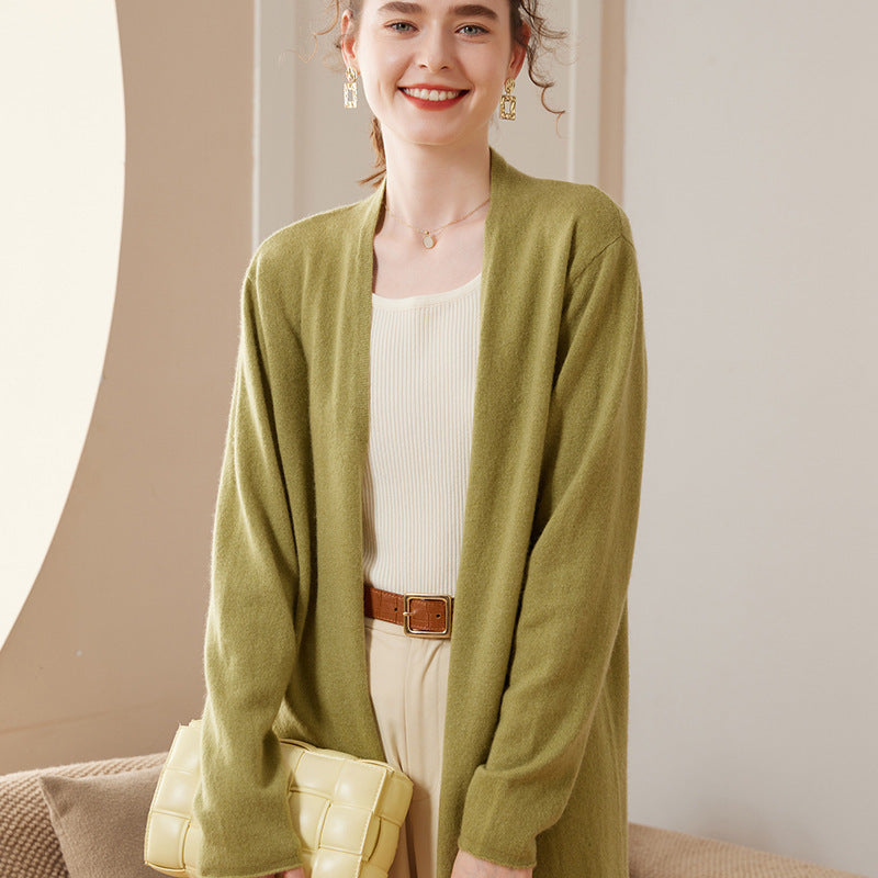 Ribbed knit mid-length cardigan, view 1