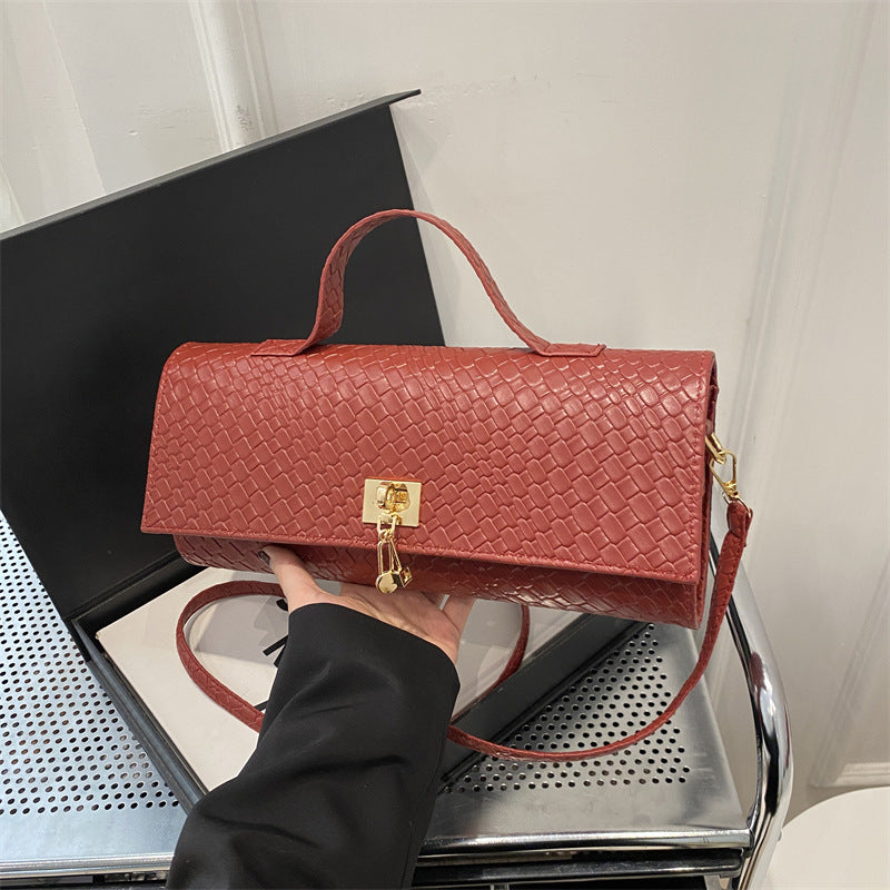 Minimalist Solid-Color Crossbody Bag in red, front view