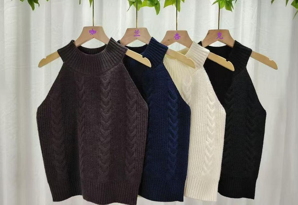 Sleeveless knit sweater vest, view 3