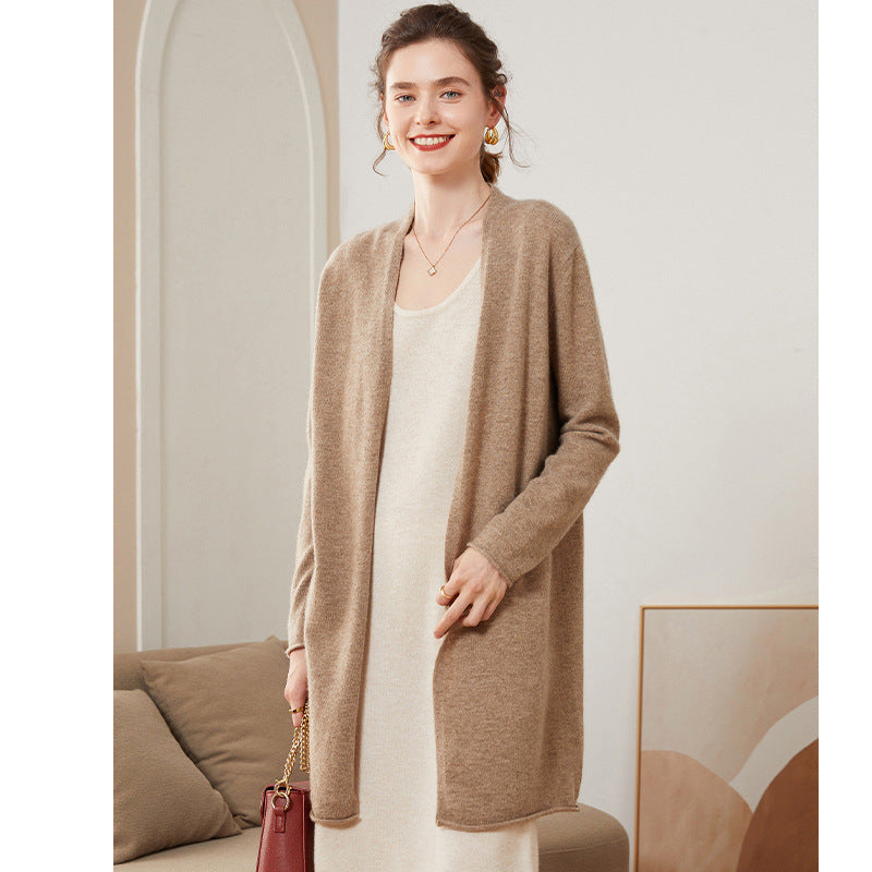 Ribbed knit mid-length cardigan, view 4
