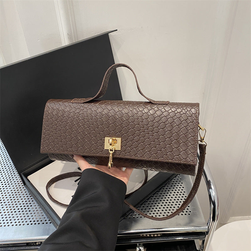 Minimalist Solid-Color Crossbody Bag in brown, front view