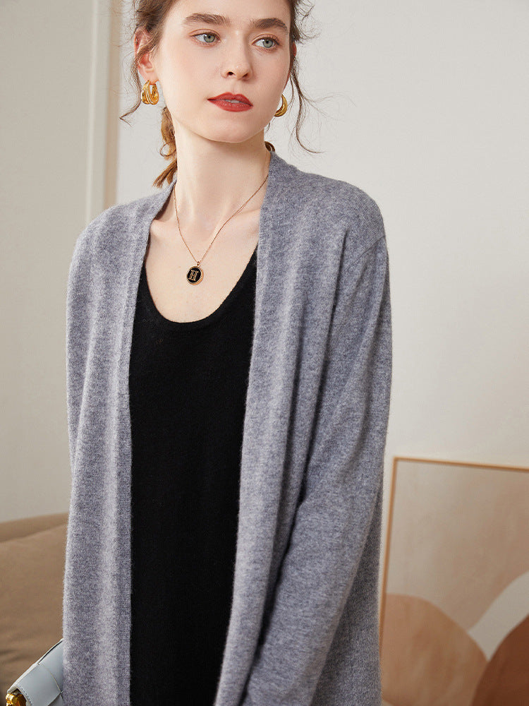 Ribbed knit mid-length cardigan, view 9