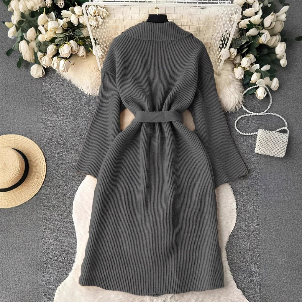 Knit Long Wrap Cardigan Coat, styled view 6