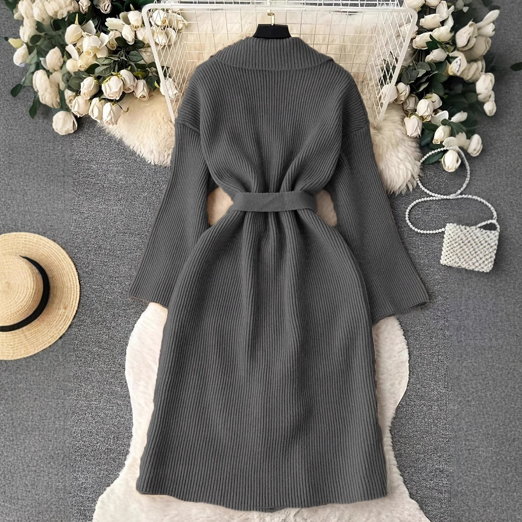 Knit Long Wrap Cardigan Coat, styled view 6