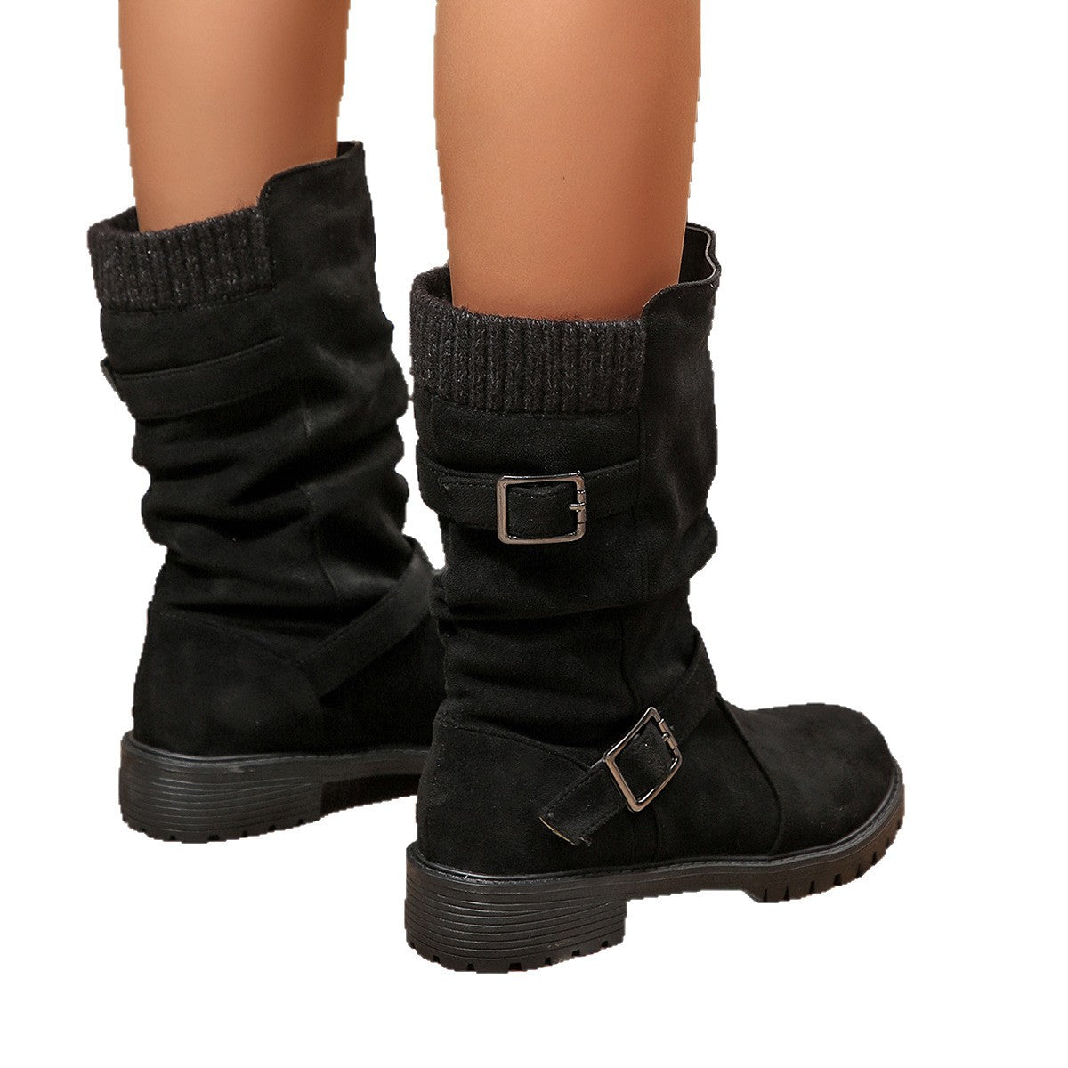 Pleated knit slouch boots, view 7