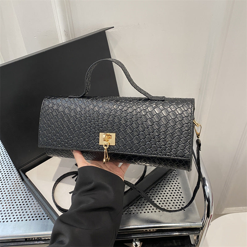Minimalist Solid-Color Crossbody Bag in black, front view