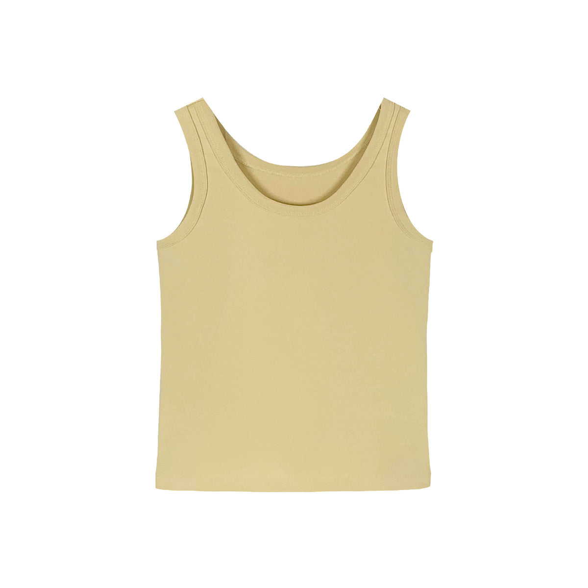 Basic Solid-Color Sleeveless Tank Top in custard, front view
