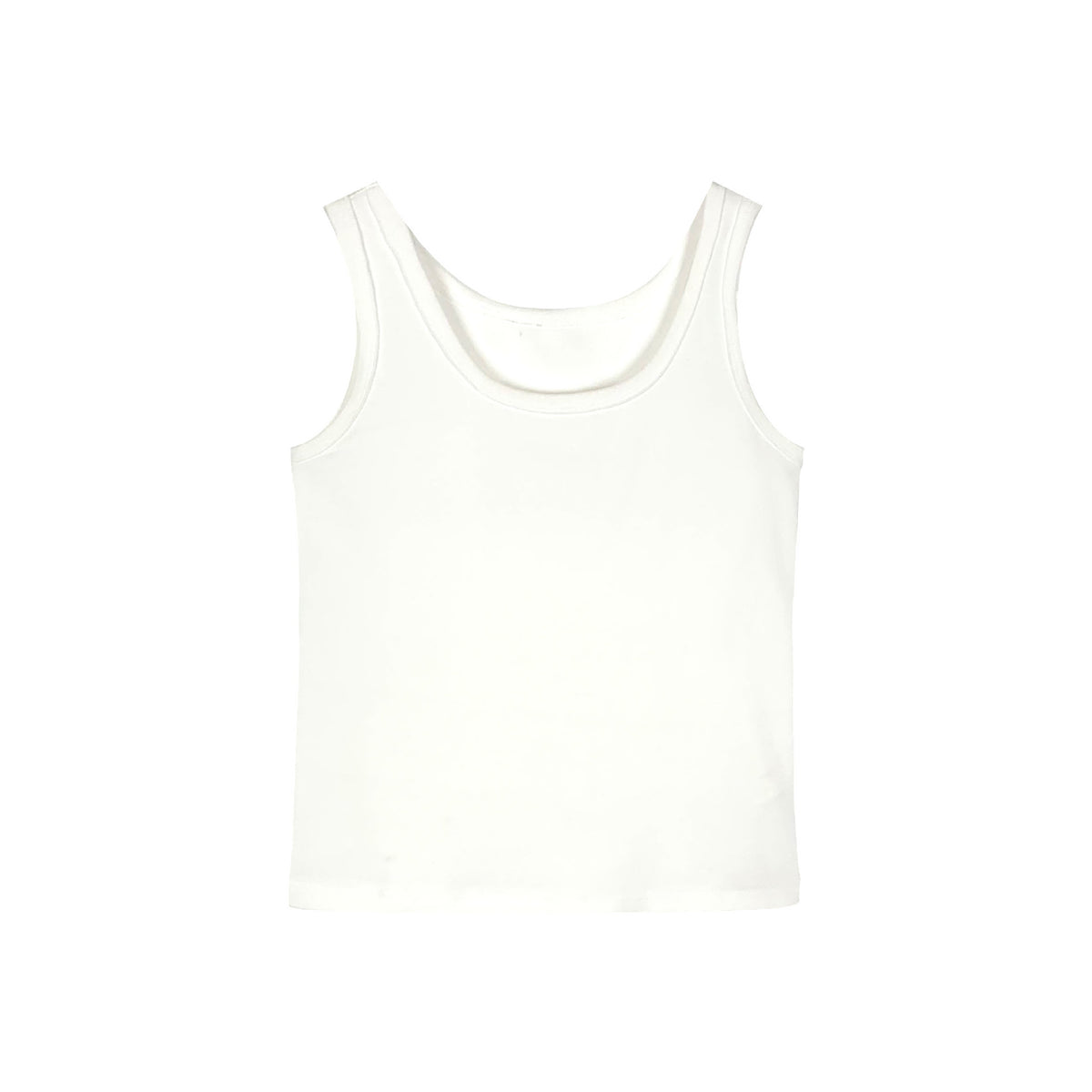 Basic Solid-Color Sleeveless Tank Top in beige, front view