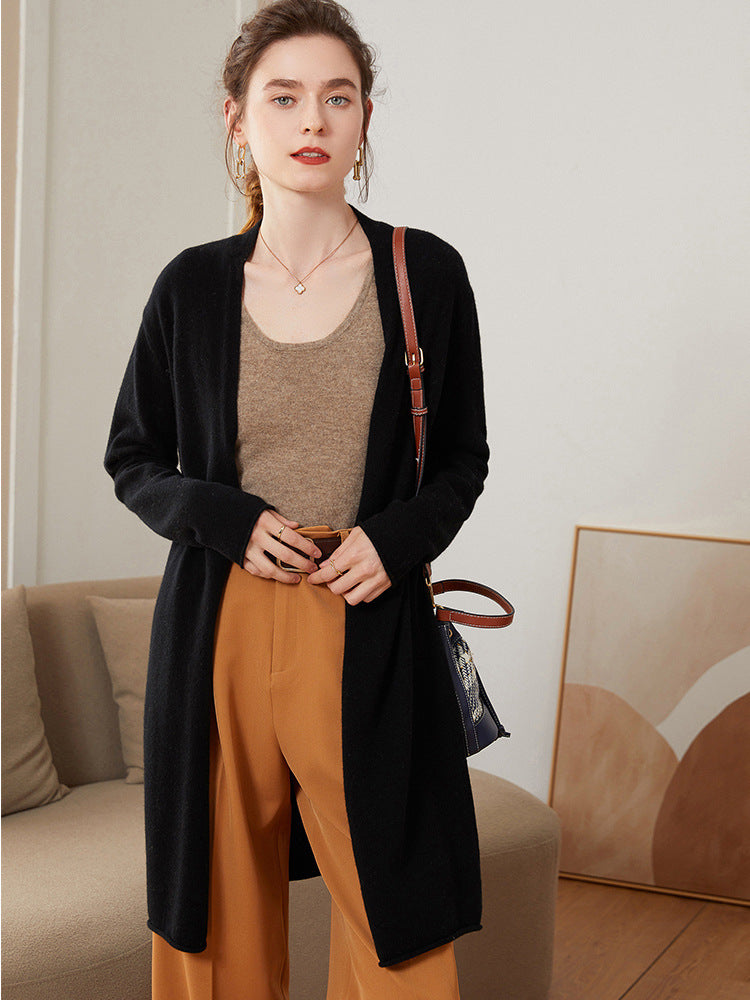 Ribbed knit mid-length cardigan, view 7