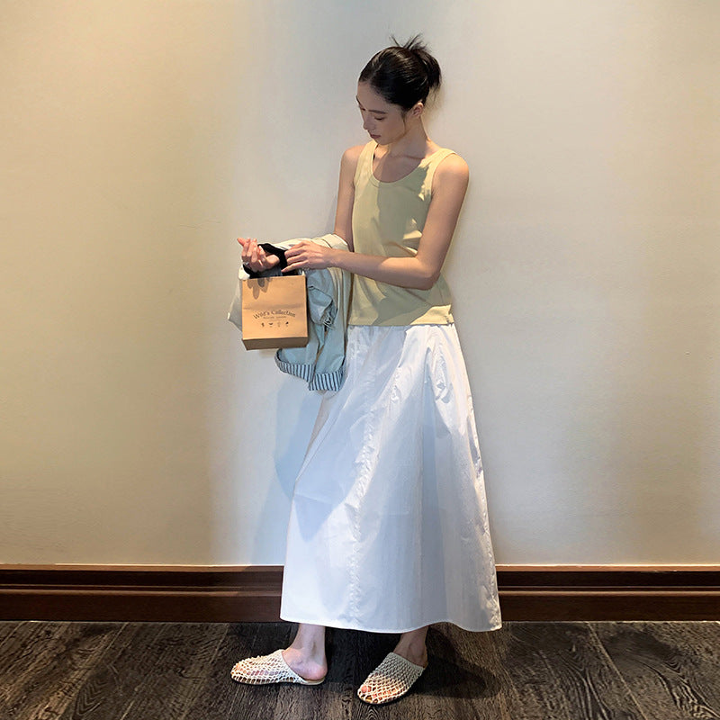 Basic Solid-Color Sleeveless Tank Top, styled view 2