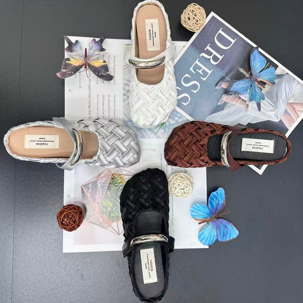 Satin Slide Mules, styled view 2